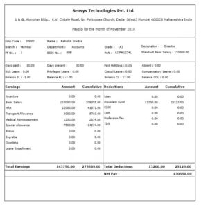 Printable Payslip Template | Free Payslip Templates