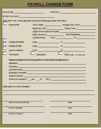 Payroll Change Form