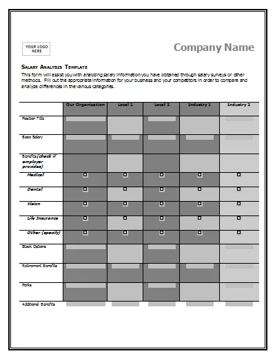 Salary Comparison Chart Template