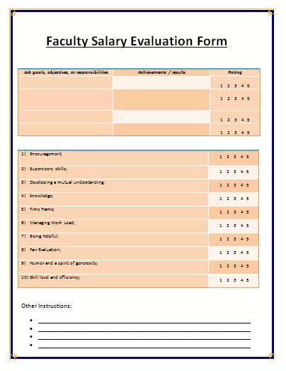 Salary Evaluation Form Template