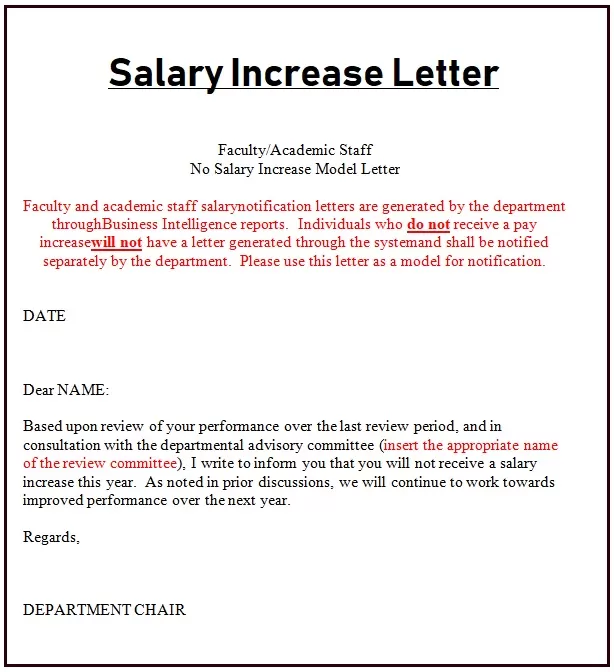 Salary Increase letter Template