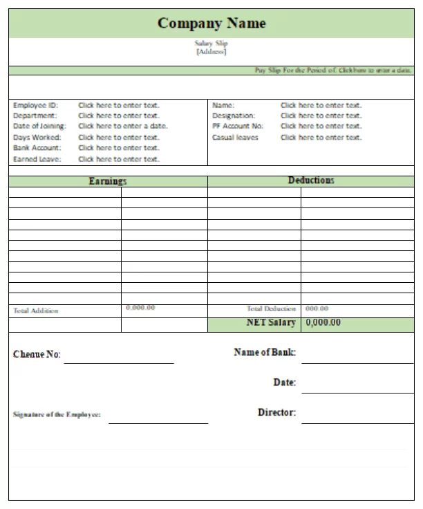 Pay Advice Template Excel