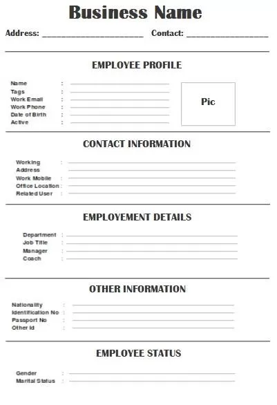 Employee Profile Template