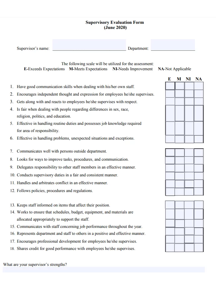 Annual Supervisor Evaluation Form