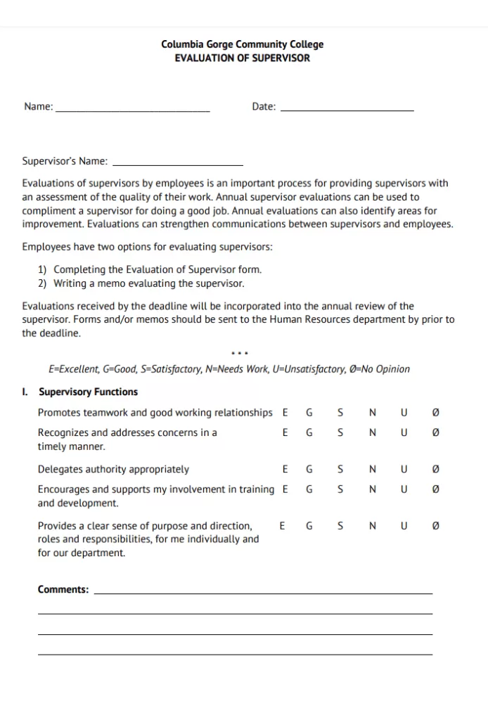 Supervisor Evaluation Form