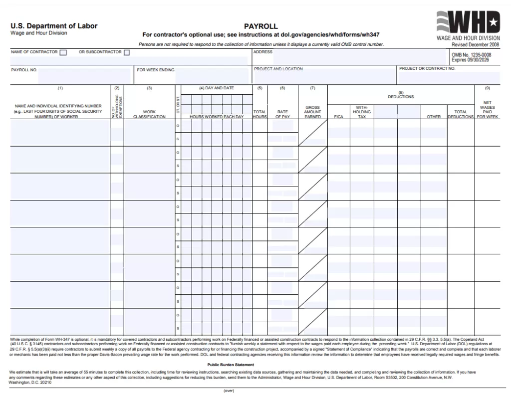 Wage Sheet Format