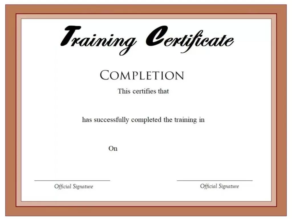 Employee Training Certificate Template Word